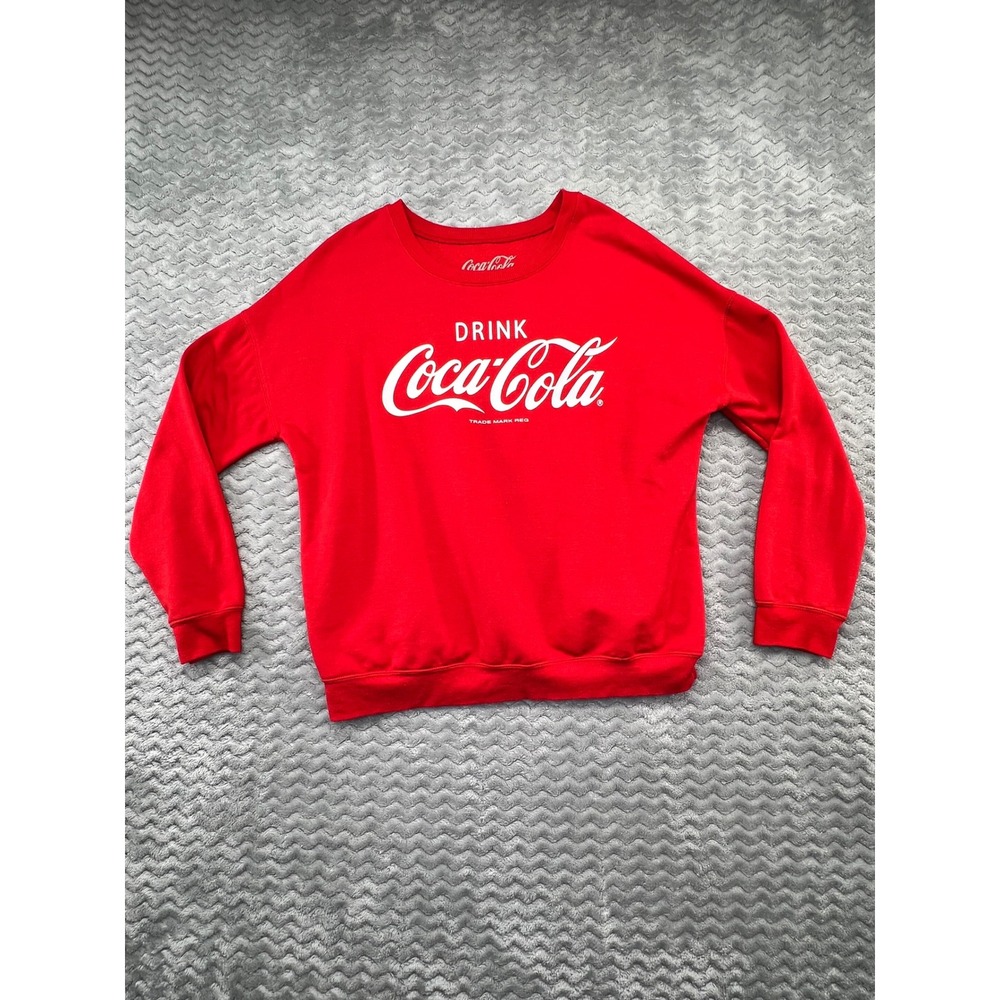 Coca‎ Cola Sweatshirt Red Graphic Pullover Crew Neck Medium Womenswear
